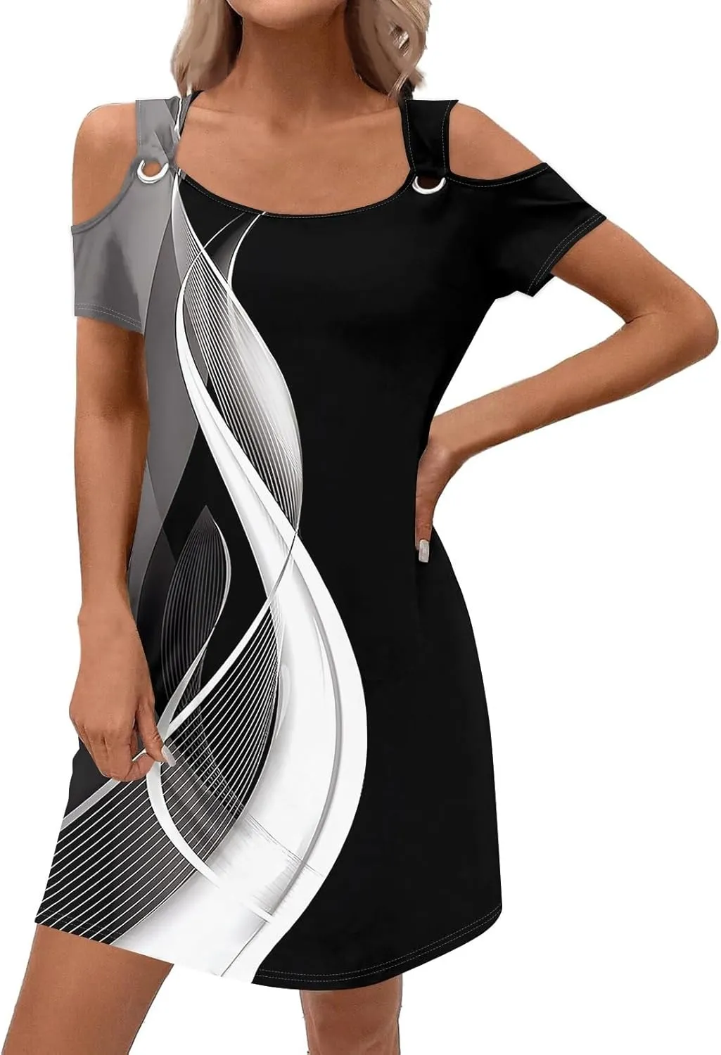 Summer Dresses for Women 2025 Beach Vacation Spring Clothes Eyelet Off-Shoulder Strap Fashion Mini Dress