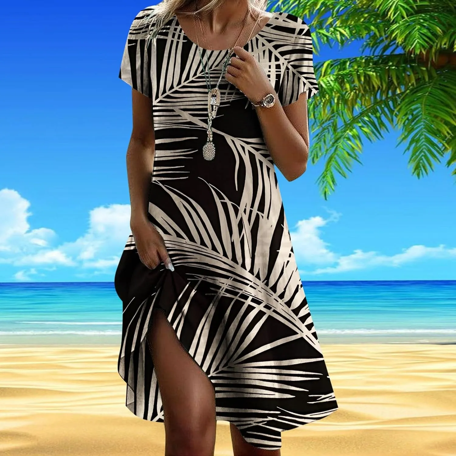Summer Dresses for Women 2025 Shorts Sleeve Floral Boho Swimsuit Cover Ups Casual Beach Vacation Boho Midi Sundresses