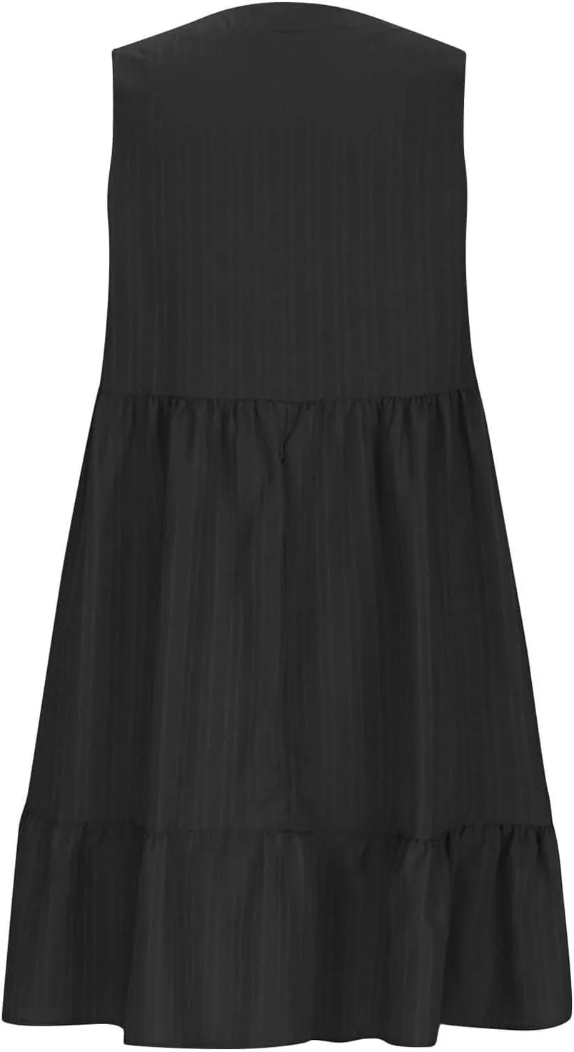 Summer Dresses for Women Sleeveless V Neck Fashion Casual Flowy Boho Casual Shift Dress A Line Knee