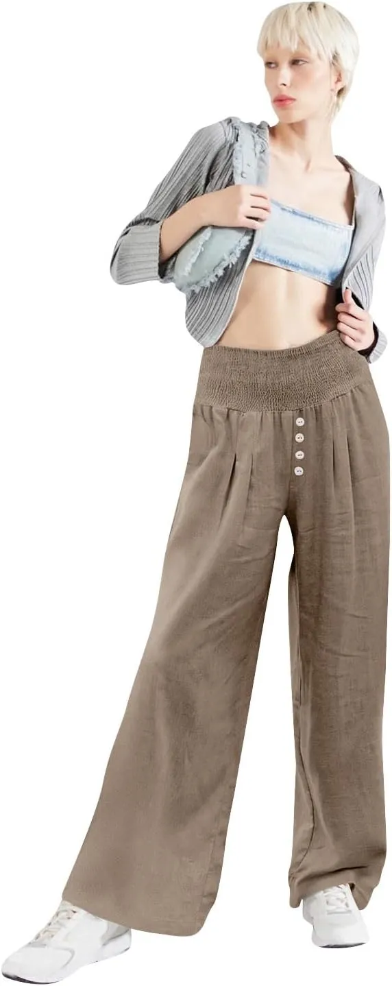 Summer Pants for Women Loose Wide Leg Pants High Waist Straight Casual Elastic Waisted Trousers 2025 Outfits