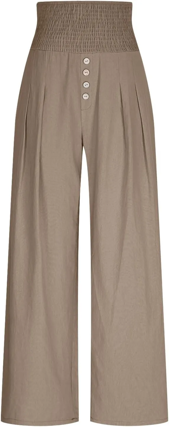 Summer Pants for Women Loose Wide Leg Pants High Waist Straight Casual Elastic Waisted Trousers 2025 Outfits