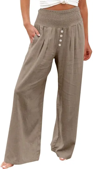 Summer Pants for Women Loose Wide Leg Pants High Waist Straight Casual Elastic Waisted Trousers 2025 Outfits