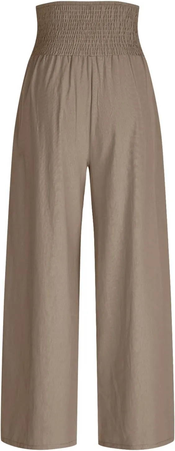 Summer Pants for Women Loose Wide Leg Pants High Waist Straight Casual Elastic Waisted Trousers 2025 Outfits