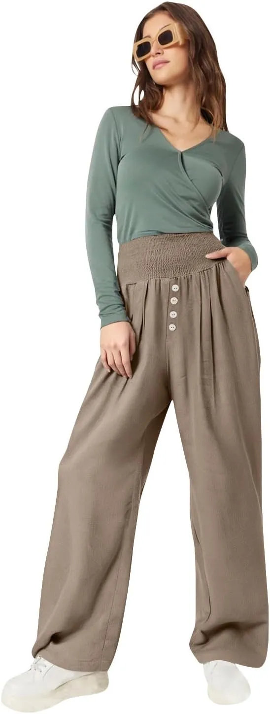 Summer Pants for Women Loose Wide Leg Pants High Waist Straight Casual Elastic Waisted Trousers 2025 Outfits