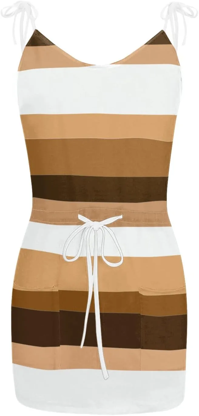 Sundresses for Women 2025 Cute Preppy Adjustable Spaghetti Straps Tie Waist Mini Boho Dress Sexy Homecoming Outfits