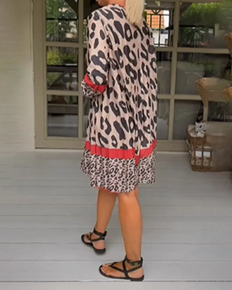 TastyHottie - Leopard Print Color Block Dress