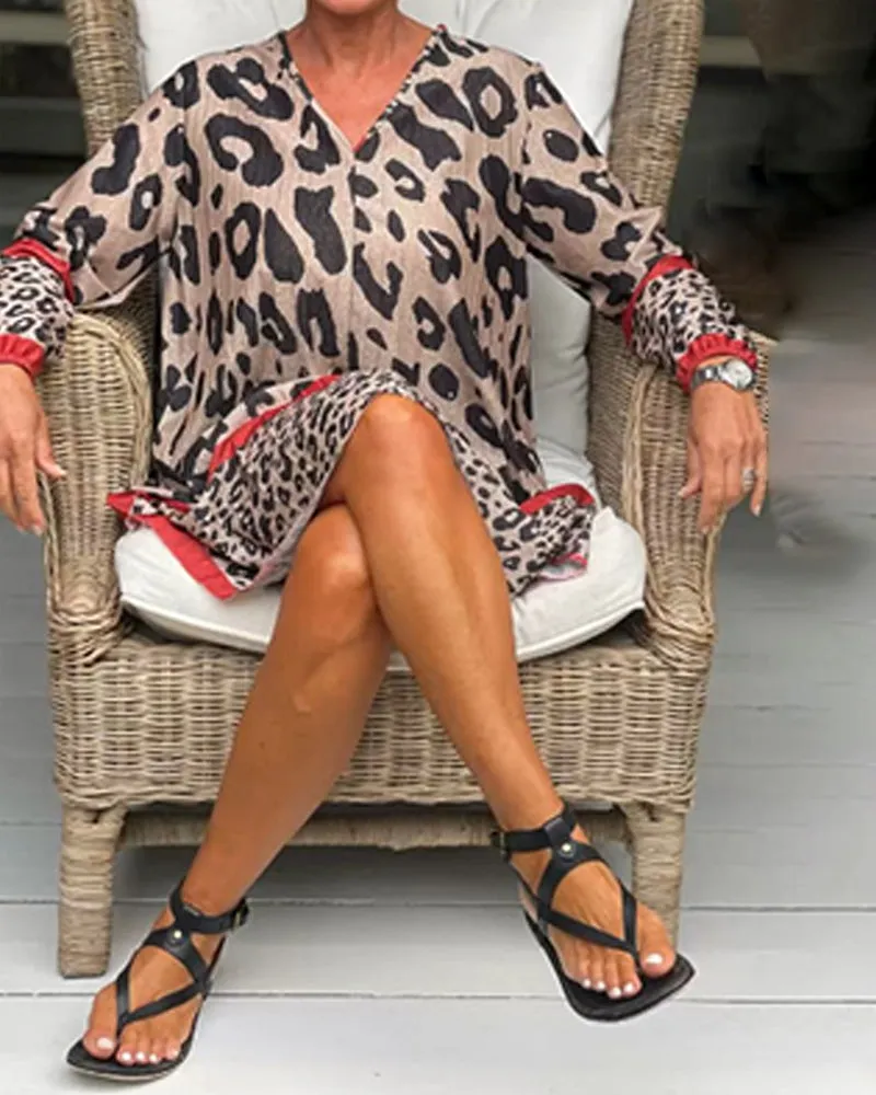 TastyHottie - Leopard Print Color Block Dress