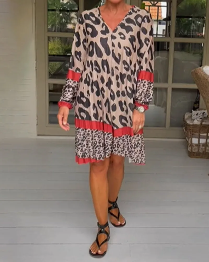 TastyHottie - Leopard Print Color Block Dress