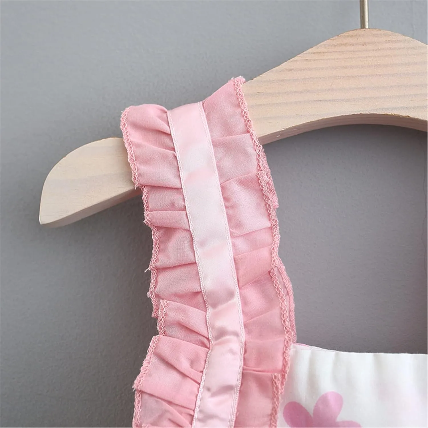 Toddler Baby Girl Suspender Ruffled Dress Floral Print Summer Princess Dress Beach Vacation Dress with Hats for 0~2T
