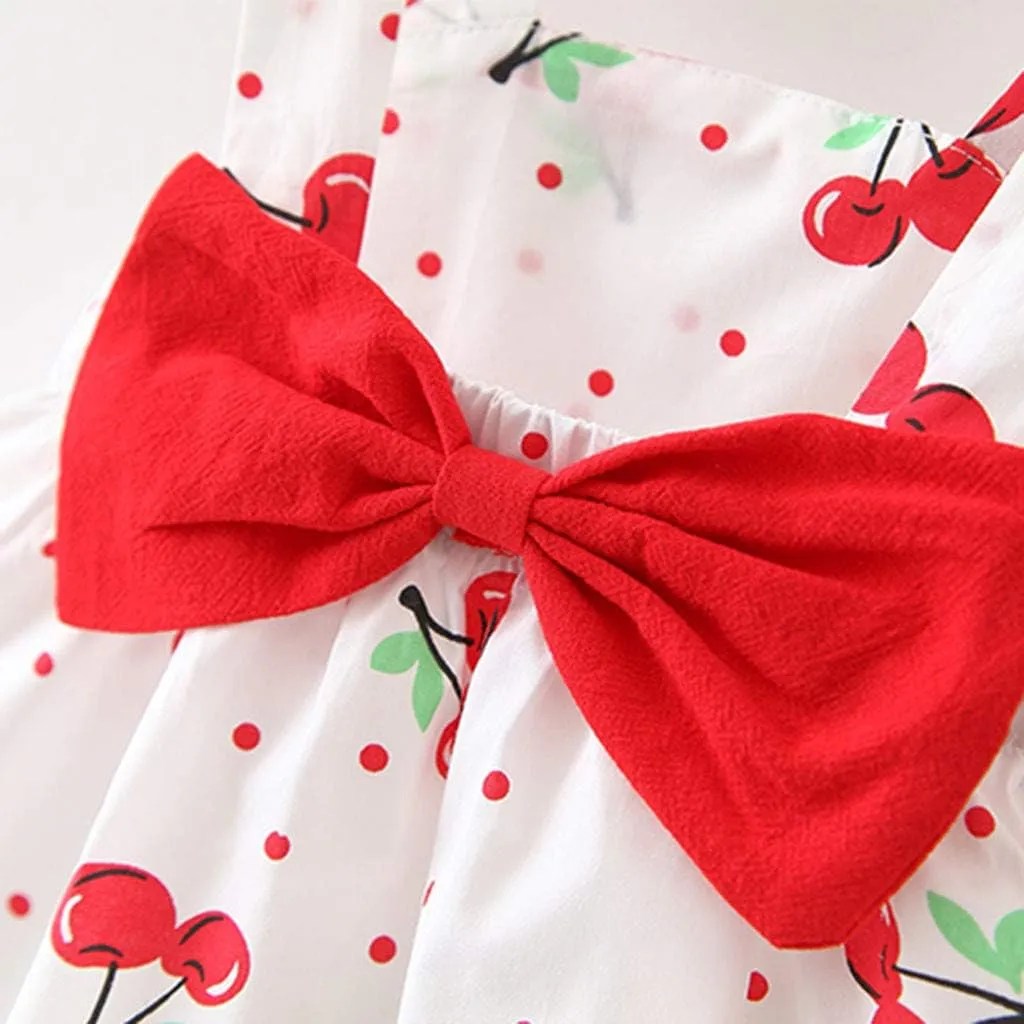 Toddler Baby Girl Suspender Ruffled Dress Floral Print Summer Princess Dress Beach Vacation Dress with Hats for 0~2T