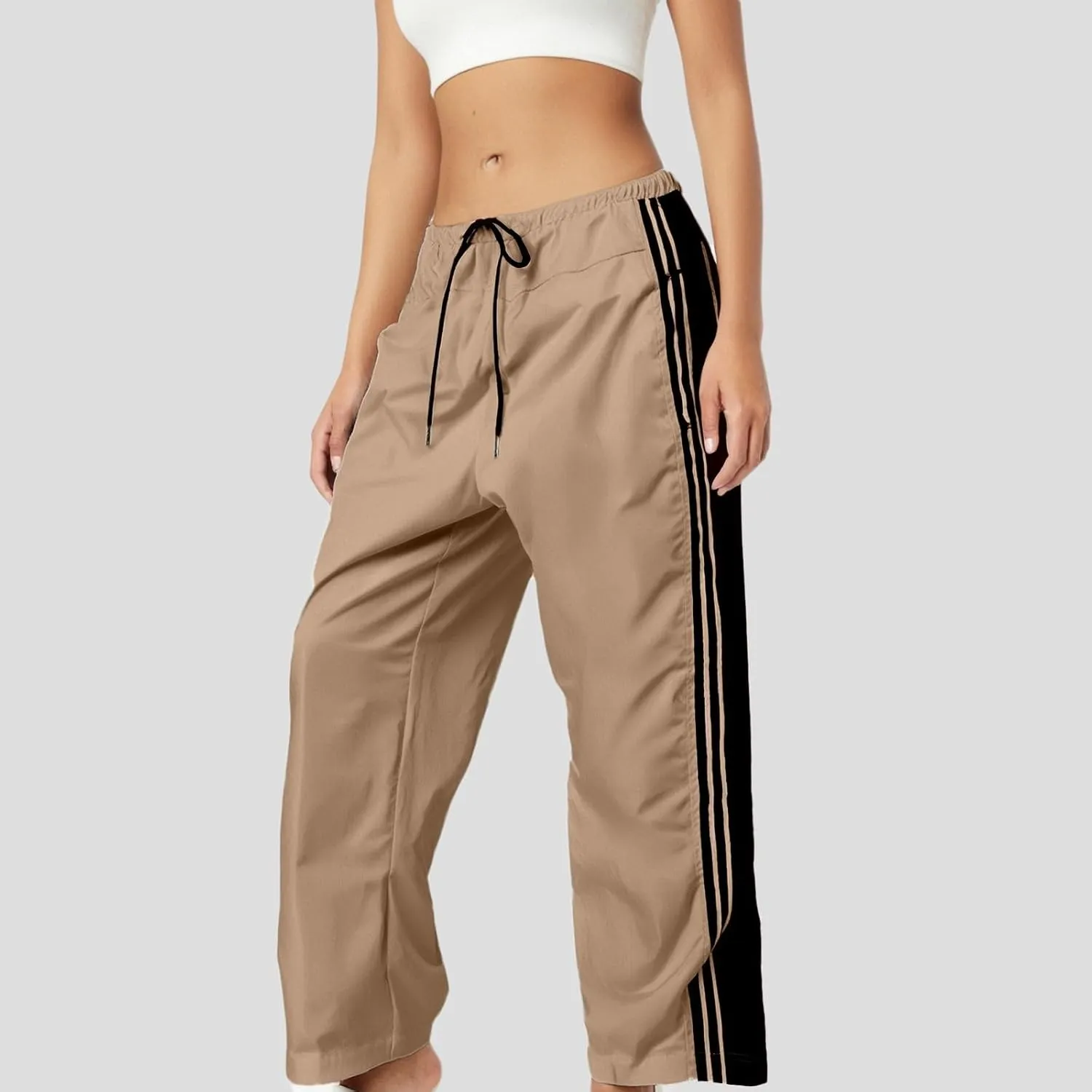 Trendy High Waist Wide Leg Trousers, 2025 New Straight Fit Elastic Waist Casual Pants