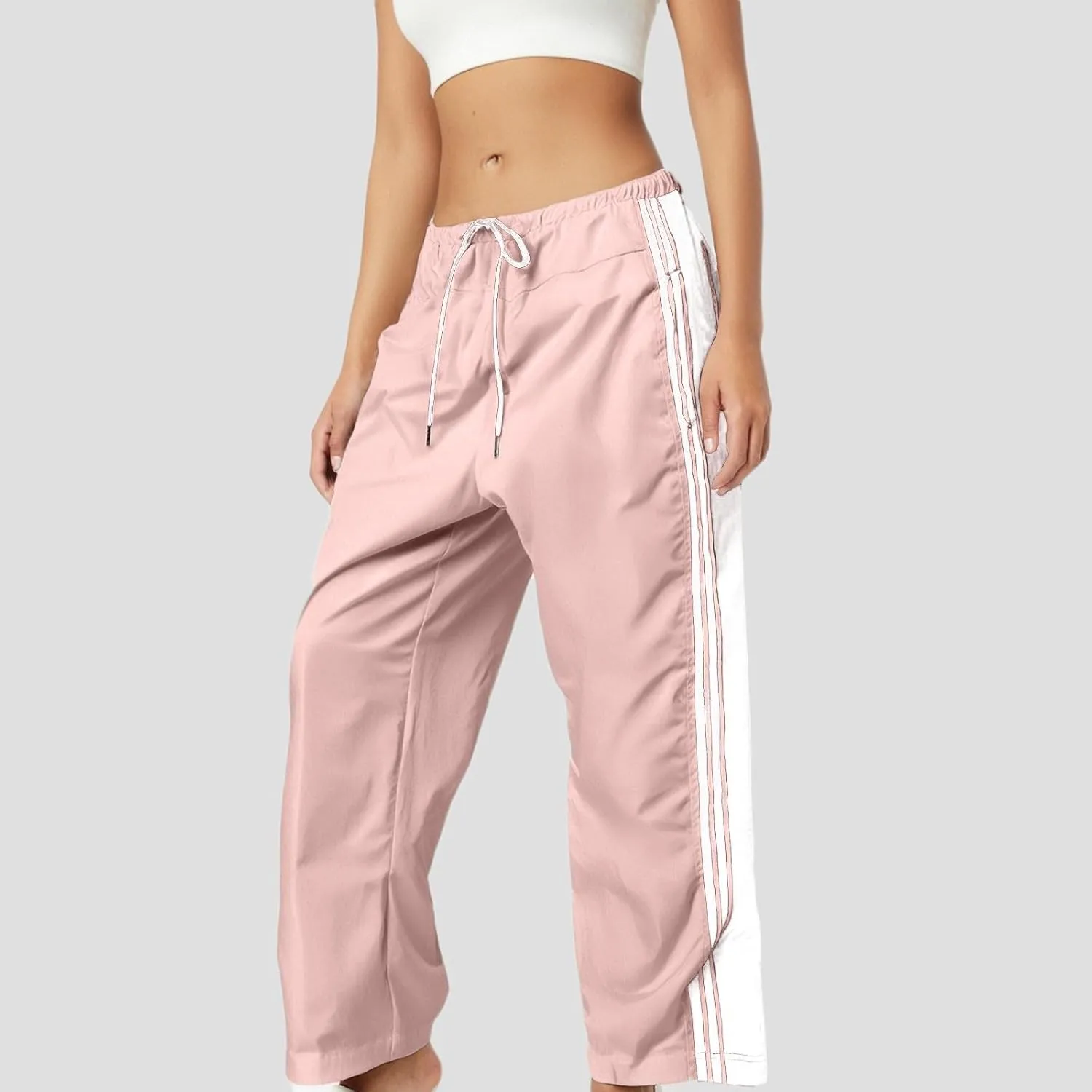 Trendy High Waist Wide Leg Trousers, 2025 New Straight Fit Elastic Waist Casual Pants