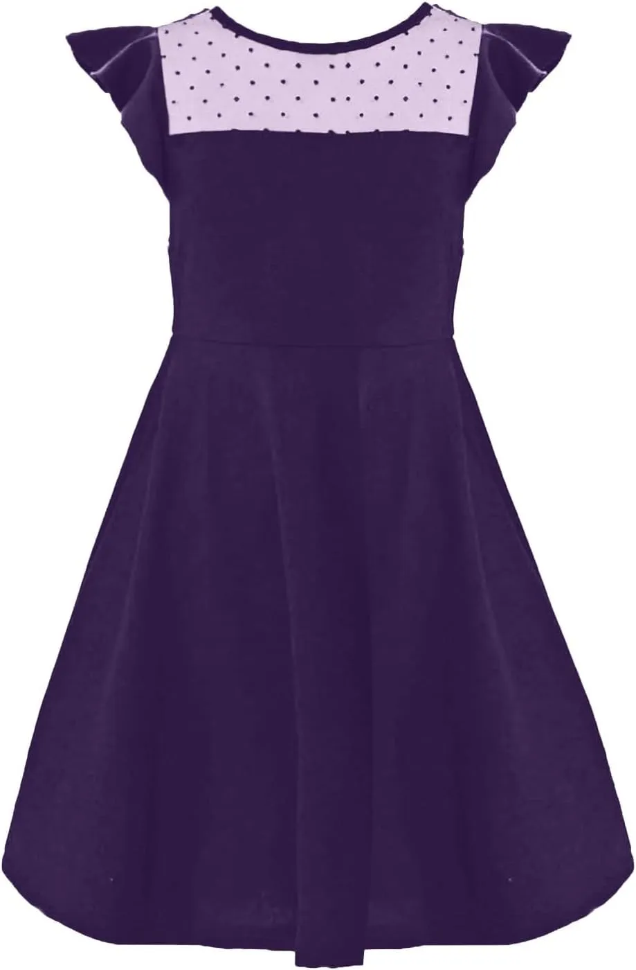 Tween Girl Summer Party Dress Flutter Sleeve A Line Mesh Formal Dress Cute Kids Wedding Dresses 3-12 Years