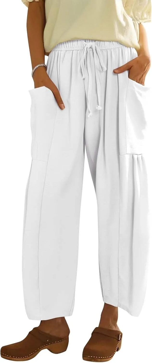 TWGONE Women's Palazzo Pants Wide Leg Loose High Waist Flowy Lounge Pants Beach Drawstring Slacks with Pockets