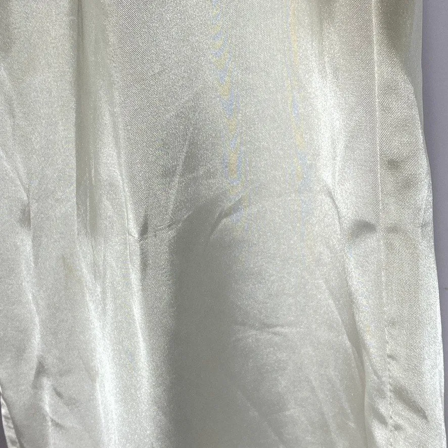 UNBRANDED Women's White Satin Elastic Waist Pull-On Wide-Leg Relaxed Pant SZ M
