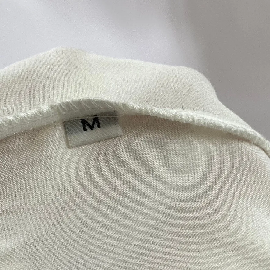 UNBRANDED Women's White Satin Elastic Waist Pull-On Wide-Leg Relaxed Pant SZ M