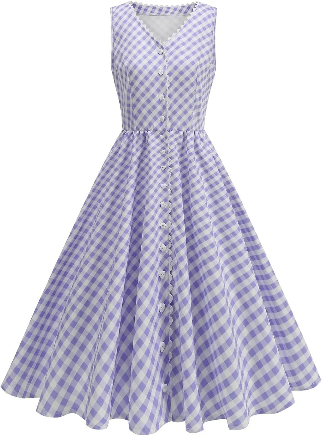 Vintage Dresses for Women Sleeveless V Neck Pleated Dress Midi Dress A Line Flowy Retro Short Dress