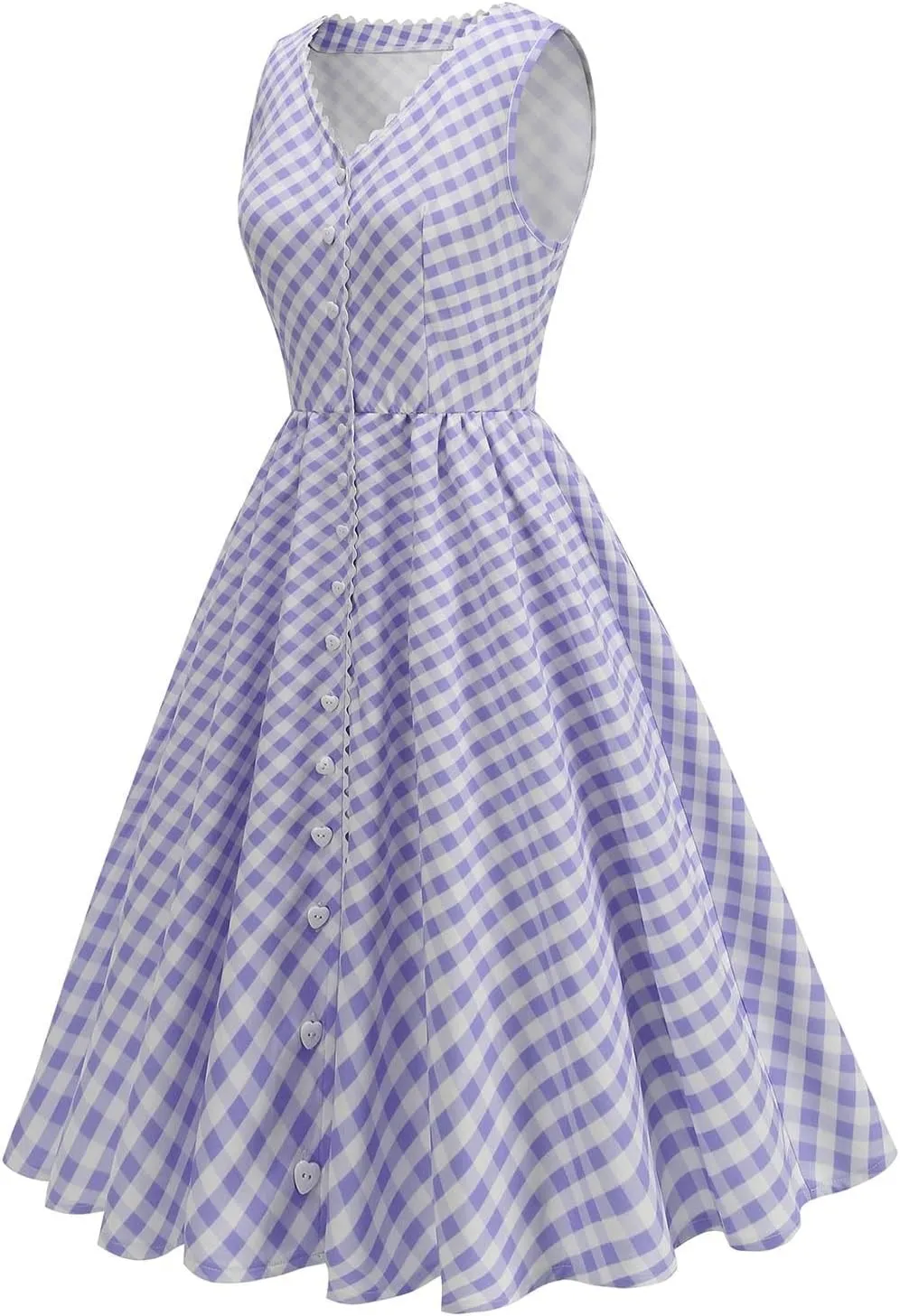 Vintage Dresses for Women Sleeveless V Neck Pleated Dress Midi Dress A Line Flowy Retro Short Dress