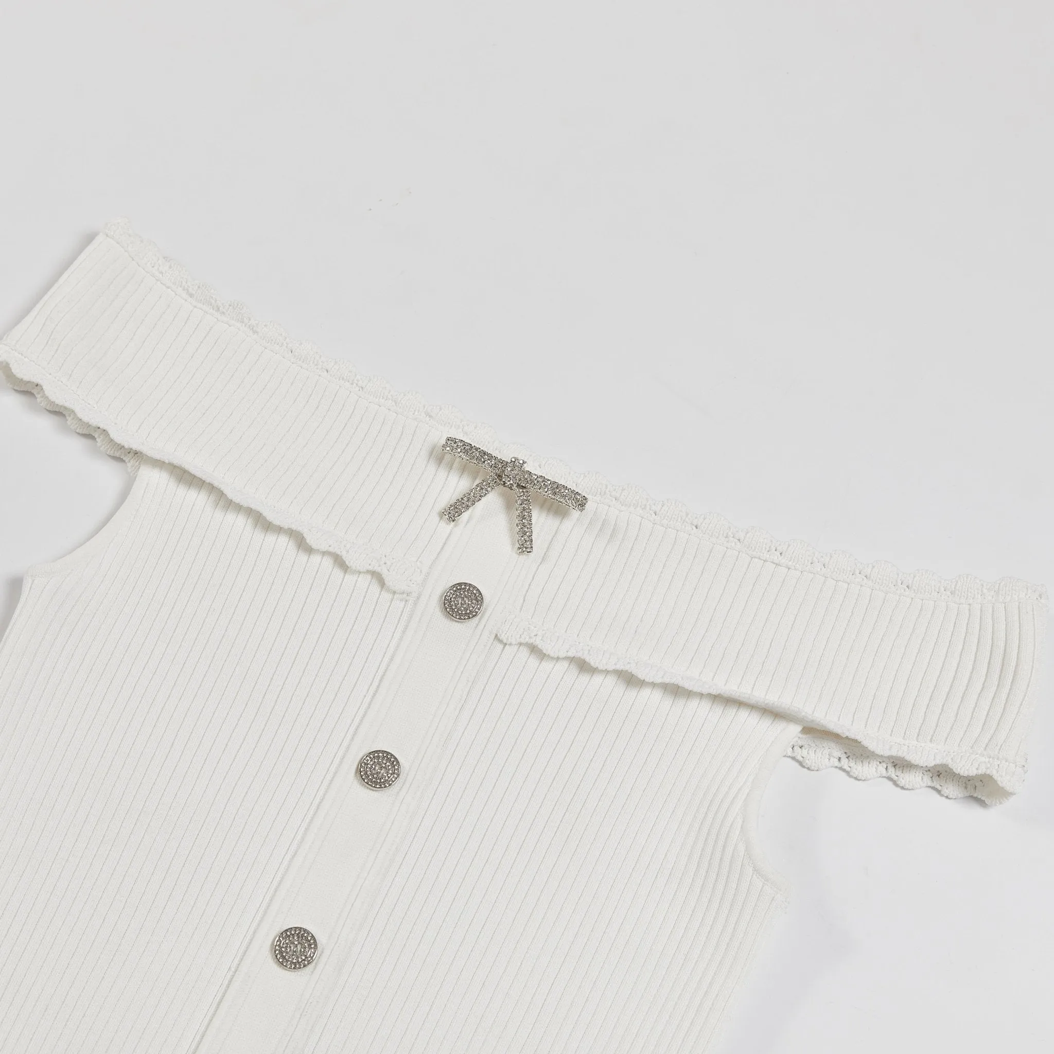 White Off Shoulder Crop Top