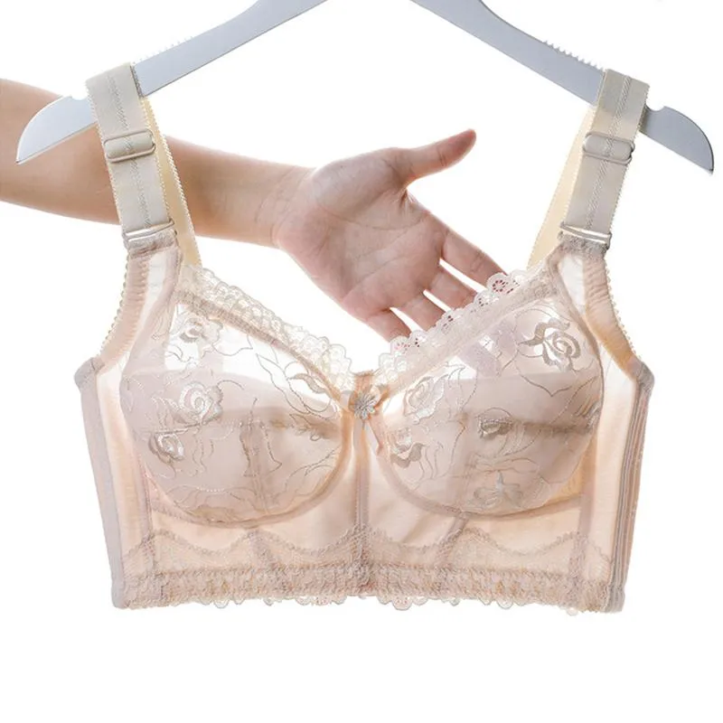 Wireless Bras for Women Embroidery Sexy Lingeire Minimizer Ultra Thin Underwear B C D E Cup