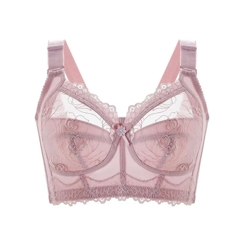 Wireless Bras for Women Embroidery Sexy Lingeire Minimizer Ultra Thin Underwear B C D E Cup
