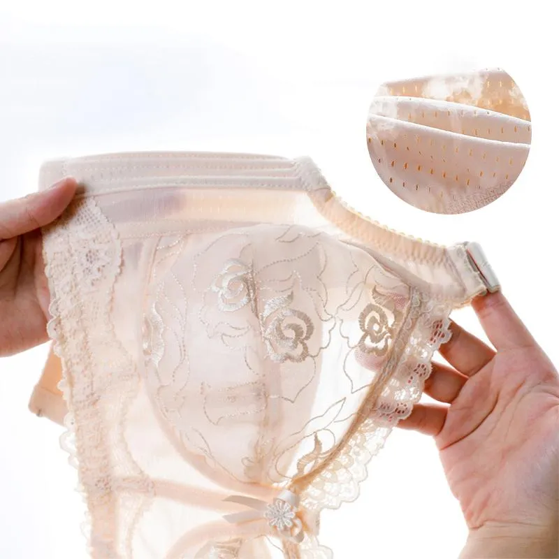 Wireless Bras for Women Embroidery Sexy Lingeire Minimizer Ultra Thin Underwear B C D E Cup