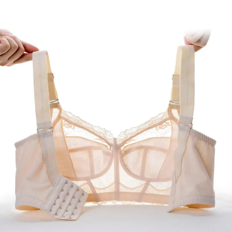 Wireless Bras for Women Embroidery Sexy Lingeire Minimizer Ultra Thin Underwear B C D E Cup
