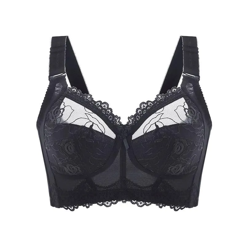 Wireless Bras for Women Embroidery Sexy Lingeire Minimizer Ultra Thin Underwear B C D E Cup