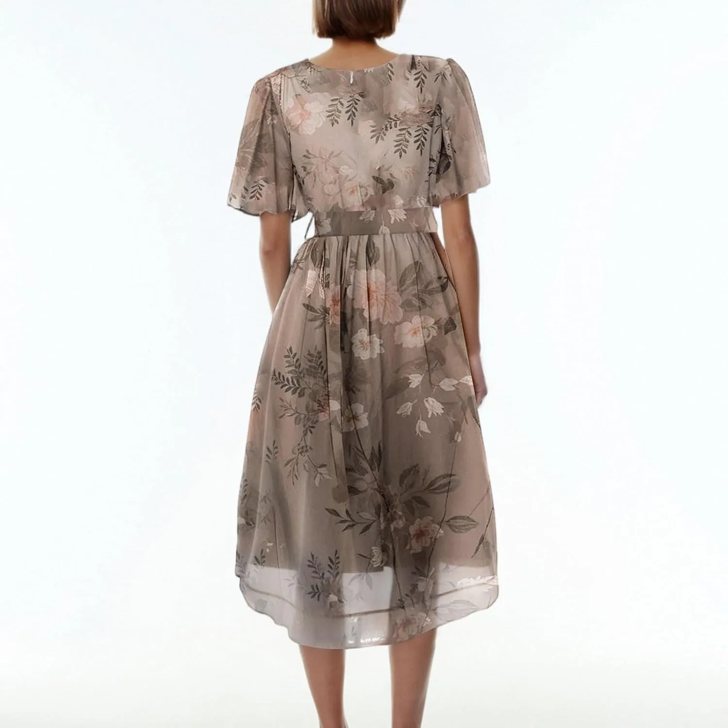 Women Deep V Neck Midi Dresses Casual Summer Puff Sleeve Boho Dress Trendy Flowy Swing Beach Vacation A Line Dresses