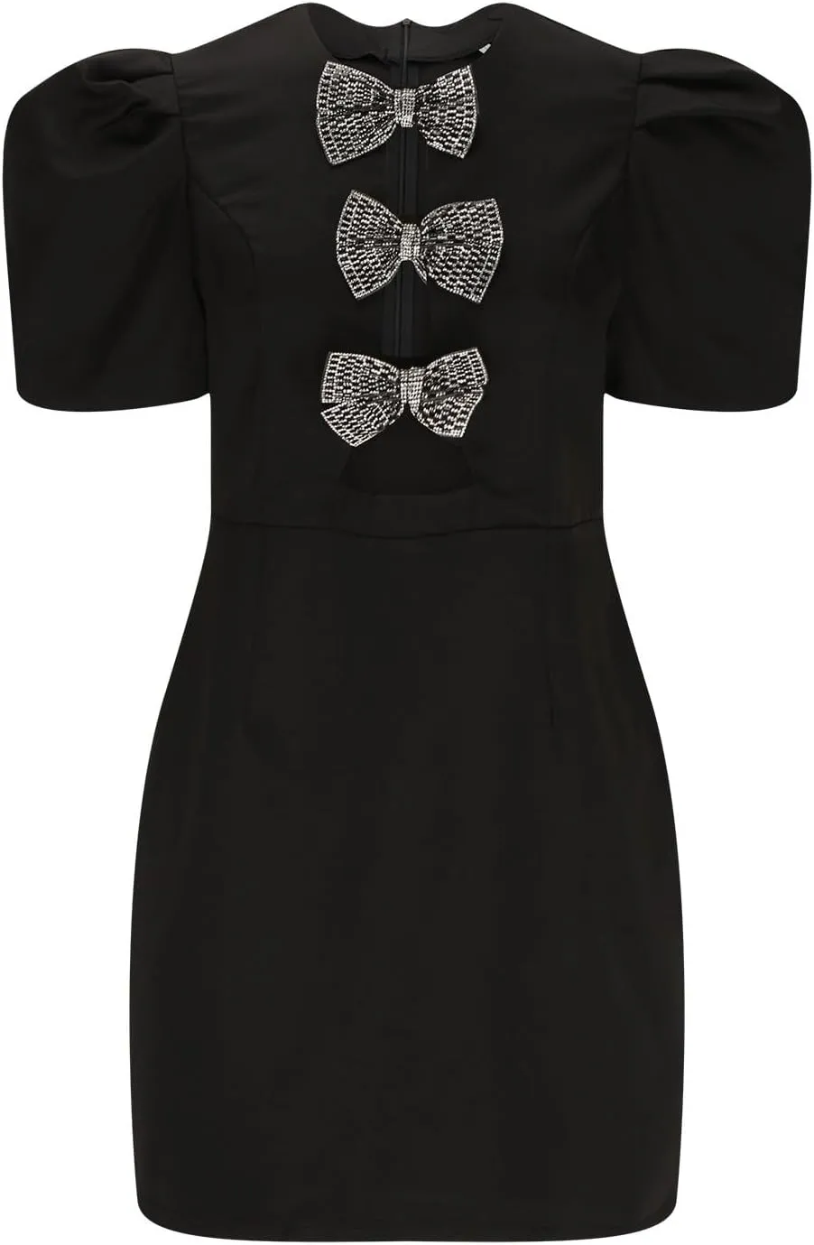 Women Hollow Out Bow Dress for O Neck Bodycon Dresses Female Party Elegant Sexy Slim Evening Mini Dresses for Women Formal