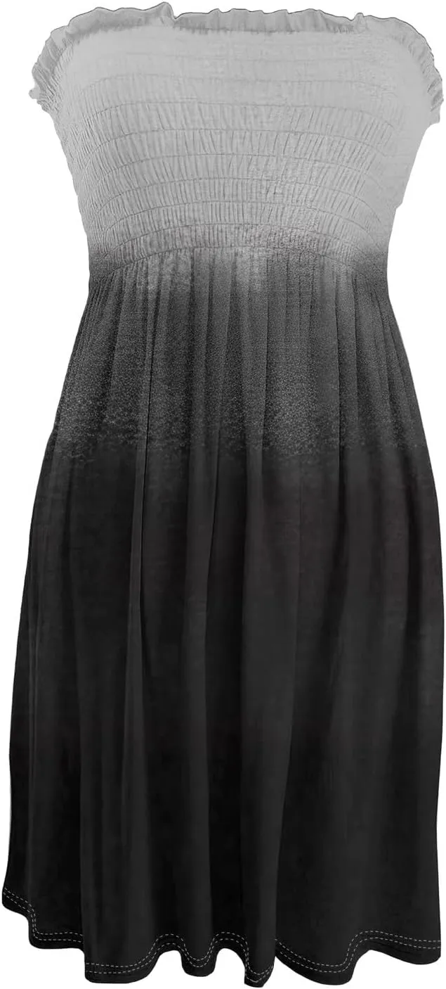Women Summer Dresses 2025 Smocked Tube Dress Sexy Off Shoulder Sleeveless Strapless Sundresses Beach Cover Ups