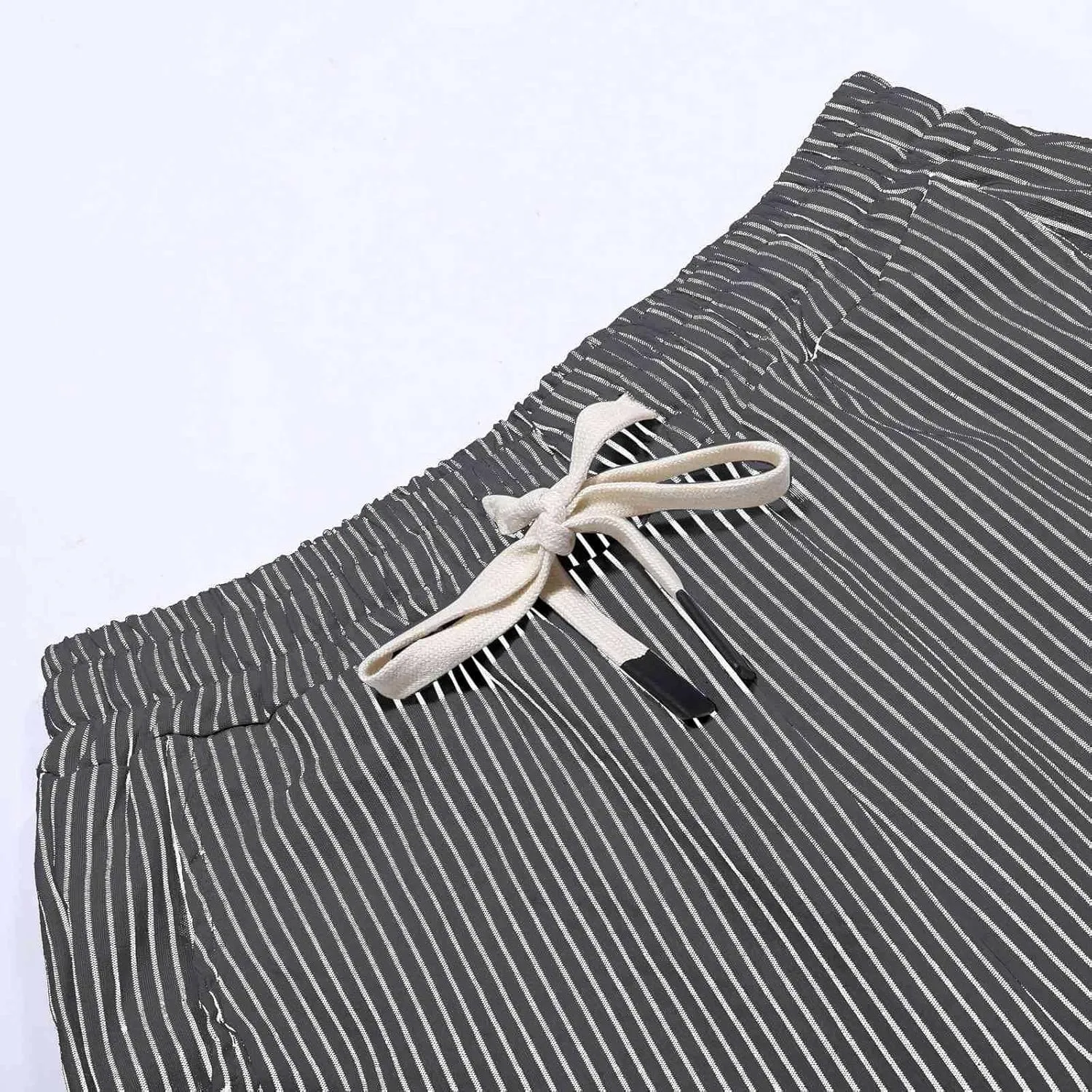 Women's 2025 Casual Pants Women's Striped Side Fashionable Loose Elastic Waist Straight Womens Cotton