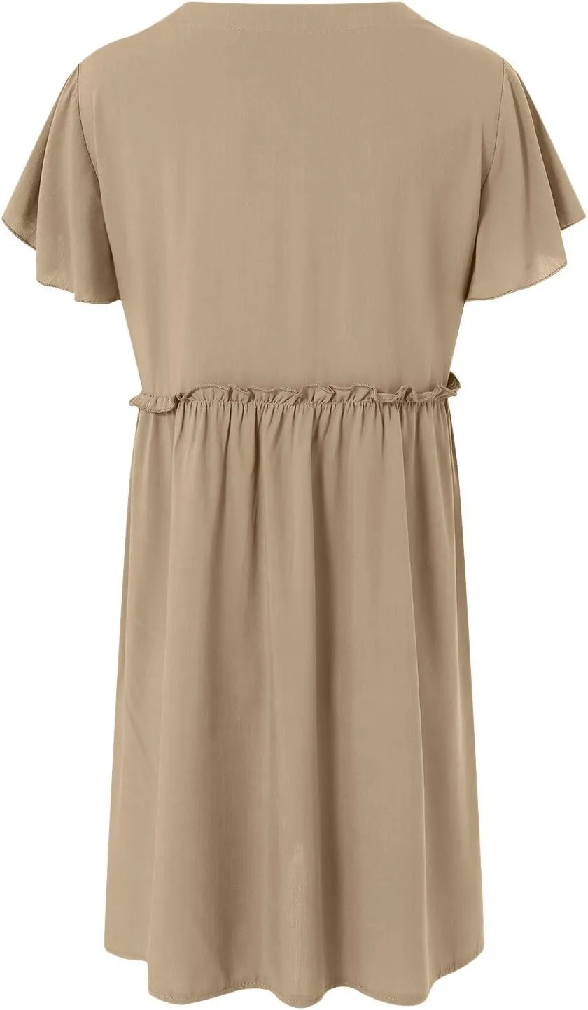 Womens Button Down Shirt Dress Summer Short Sleeve Business Casual Shift Dresses with Pockets 2025 Trendy