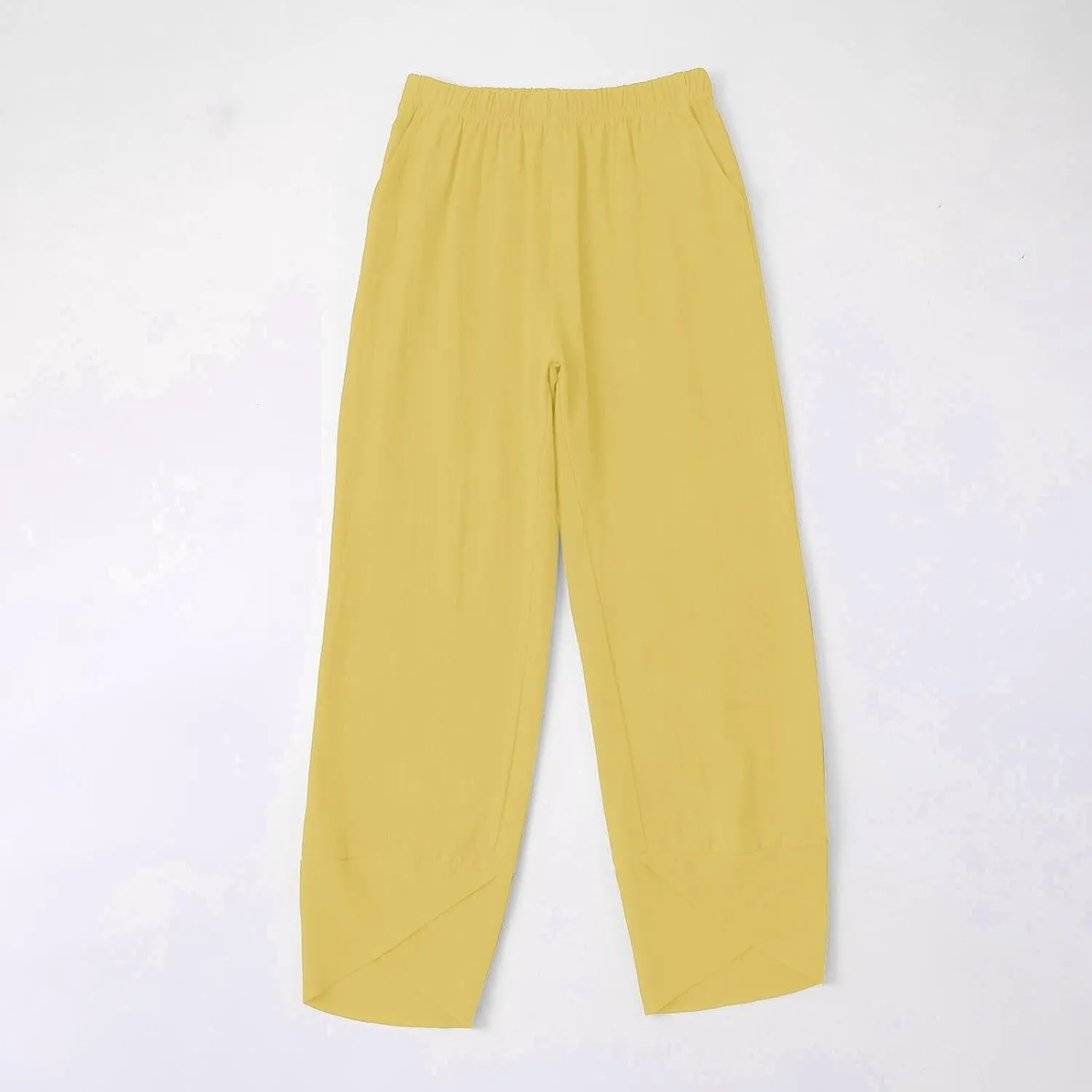 Women's Capri Pants Casual Cotton Linen Cropped Lounge Pants Trousers Pockets Elastic Waist Capris Pant for Women