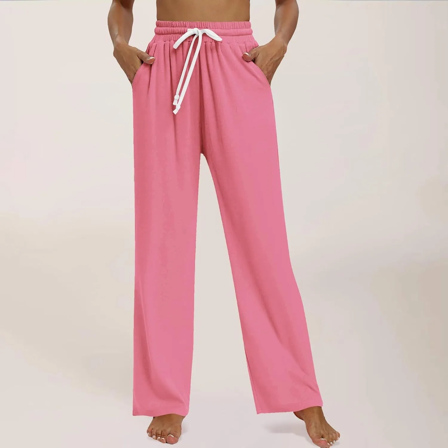 Womens Cargo Sweatpants Loose Sports Casual Pants Mid Waist Solid Color Wide Leg Pants Casual Pants Jogger