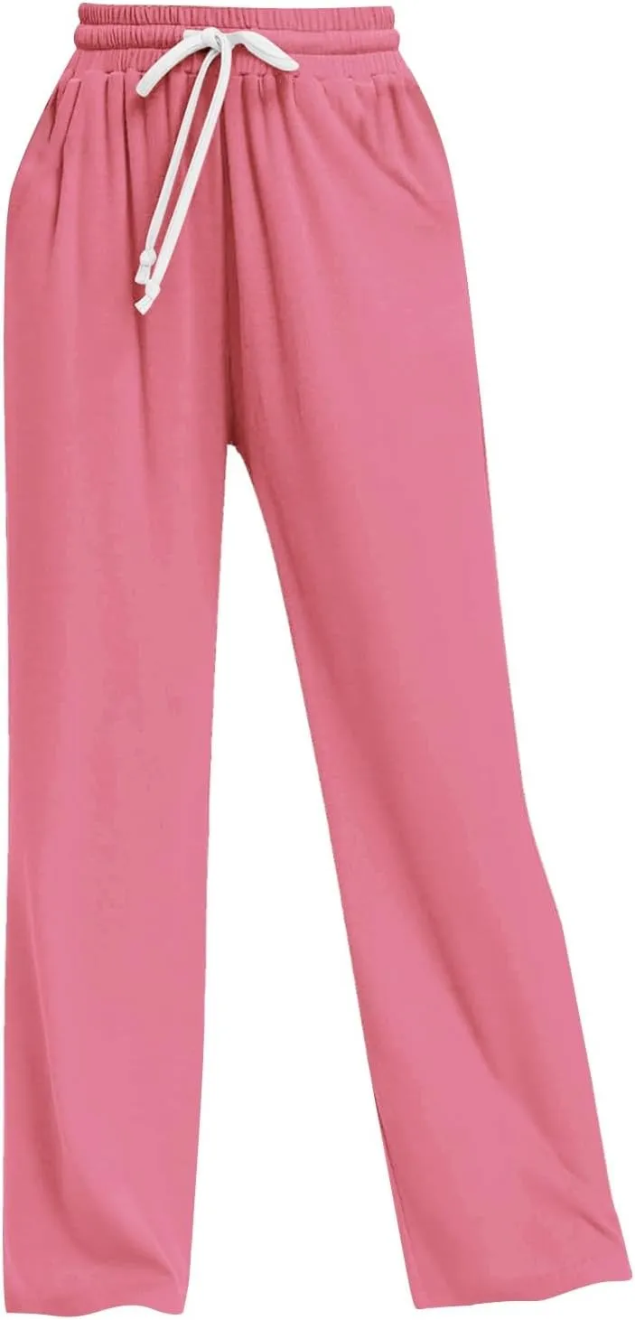 Womens Cargo Sweatpants Loose Sports Casual Pants Mid Waist Solid Color Wide Leg Pants Casual Pants Jogger
