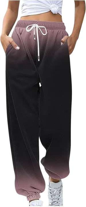 WomenS Casual Baggy Fleece Sweatpants High Waisted Joggers Jogger Heart Print Active High Waisted Sweat Pants
