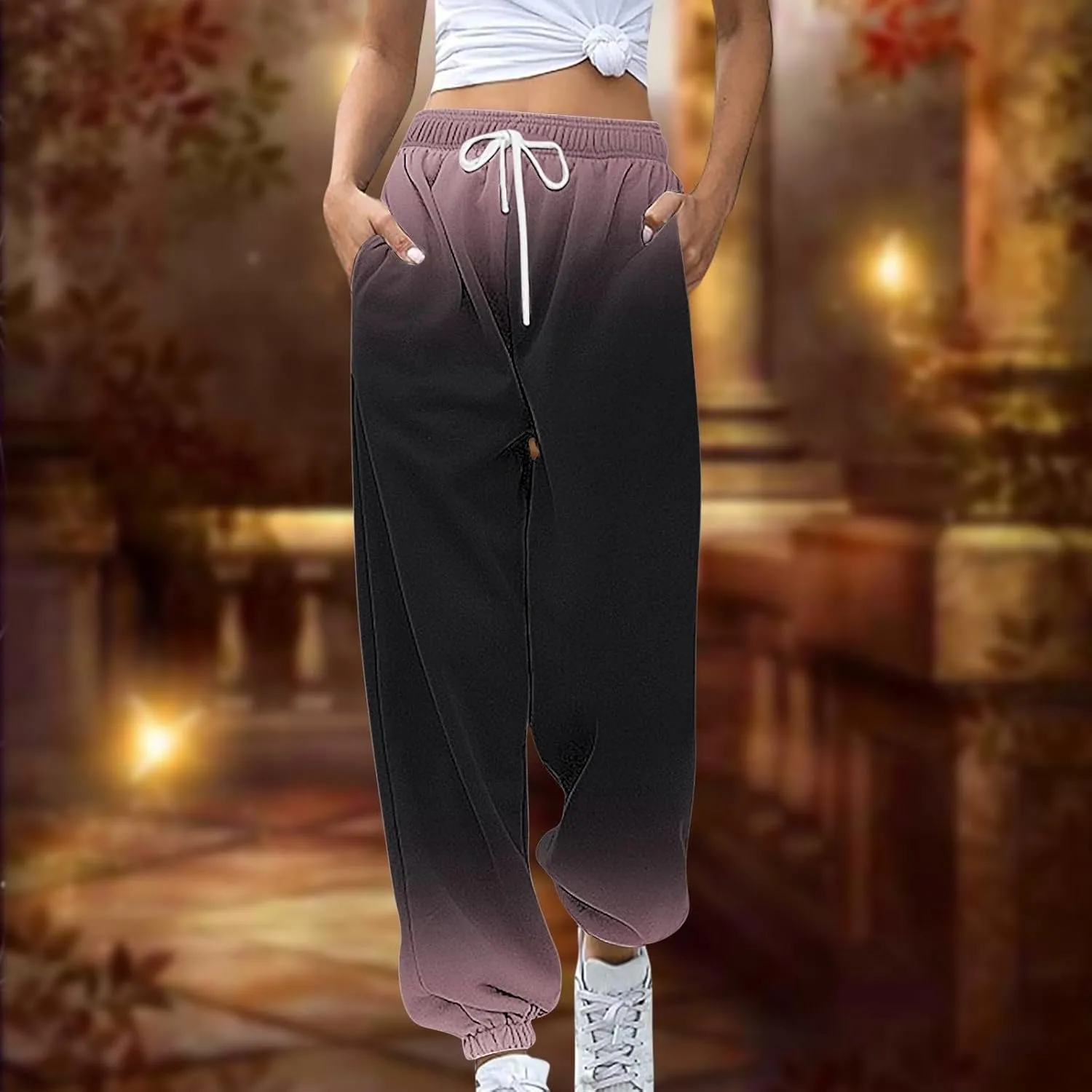 WomenS Casual Baggy Fleece Sweatpants High Waisted Joggers Jogger Heart Print Active High Waisted Sweat Pants