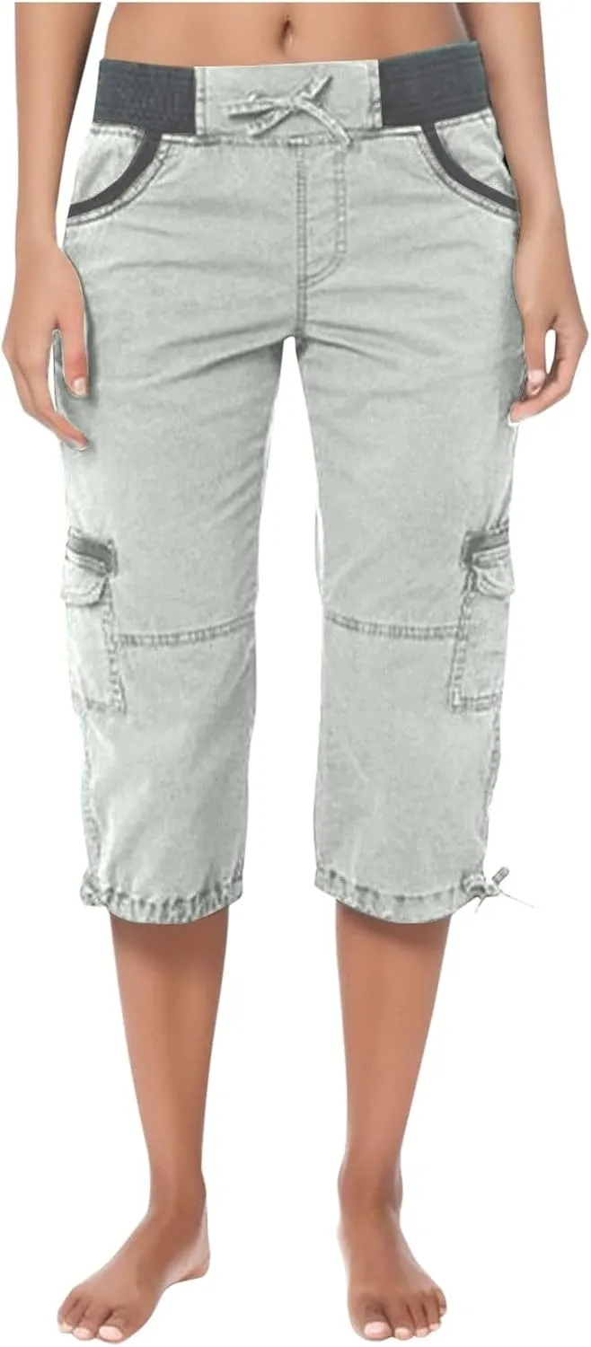 Women's Casual Hiking Cargo Pants High Waist Athletic Straight Leg Cargo Pants Trouser with Pockets Outdoor Plus Size