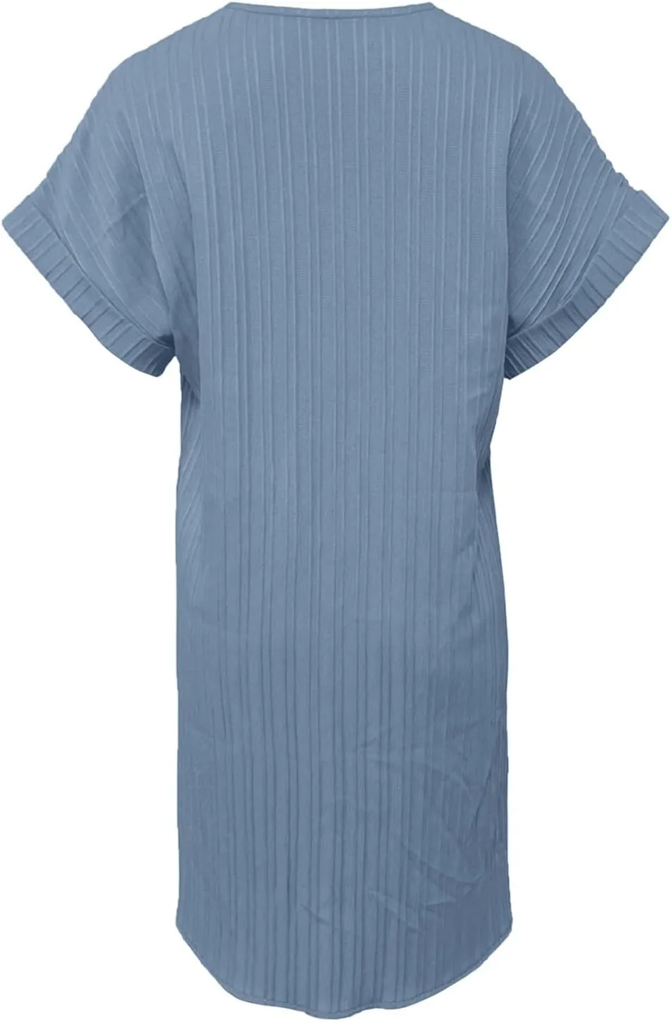Womens Casual Shirt Dress Cap Sleeve Solid Color Button V Neck Shift Summer Dresses with Pockets