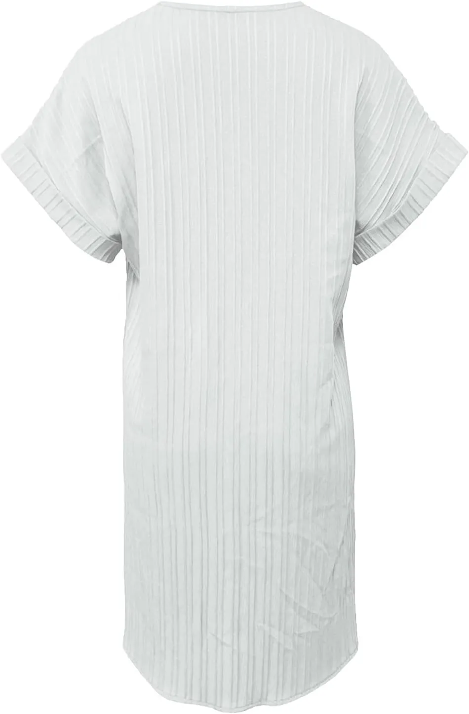 Womens Casual Shirt Dress Cap Sleeve Solid Color Button V Neck Shift Summer Dresses with Pockets
