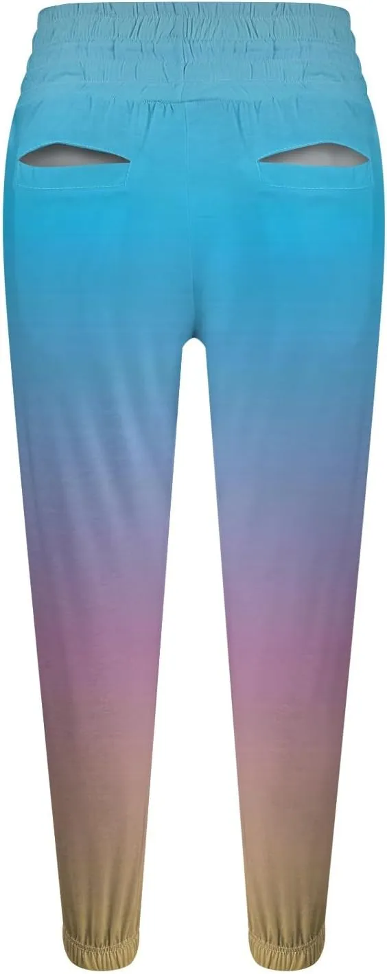 Women's Drawstring Joggers Pants Athletic Sweatpants with Pockets Running Gradient Print Casual Pants