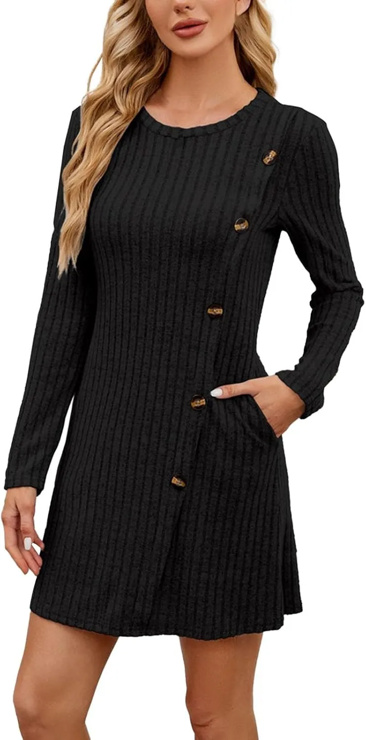 Women's Fall Sweater Dress Square Neck Long Sleeve BAB ydoll Mini Dress 2024 Prom Shirt Dress A Line Dress