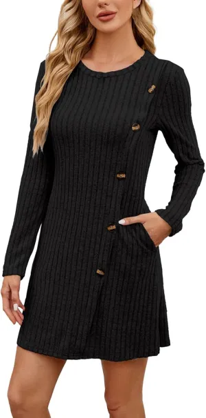 Women's Fall Sweater Dress Square Neck Long Sleeve BAB ydoll Mini Dress 2024 Prom Shirt Dress A Line Dress