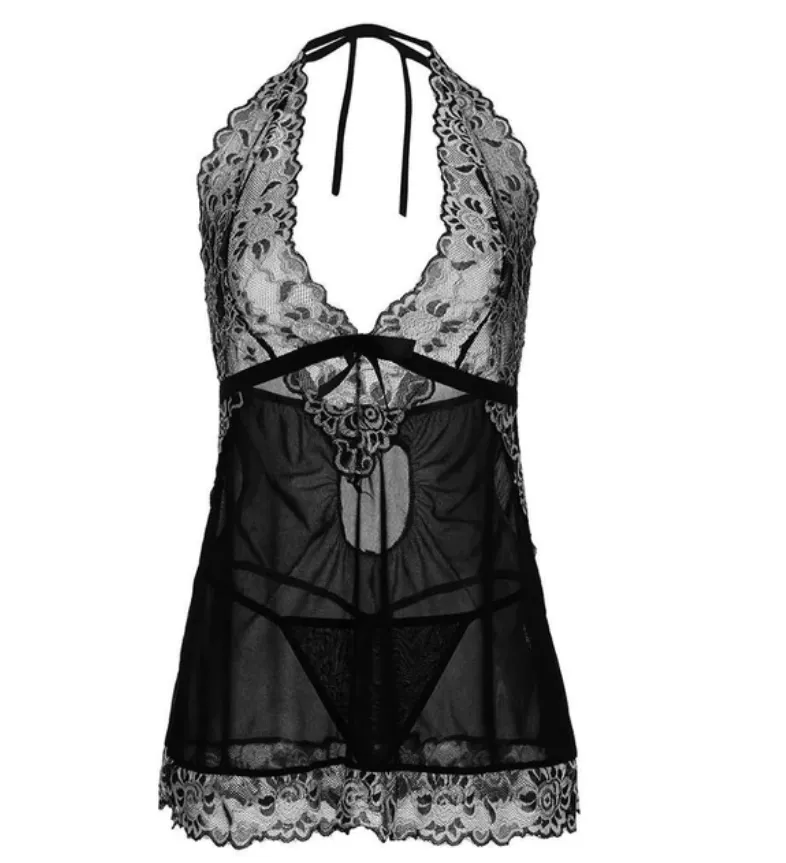 Women's Lace Open Back V-Neck Nightgown