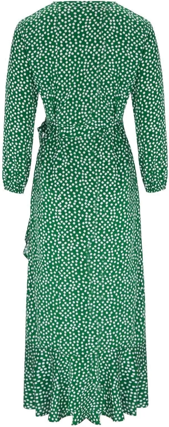 Womens Long Sleeve Dresses Floral Dresses for Women Turtle Neck Chiffon Beach Hawaiian Cardigan Maxi Long Dresses