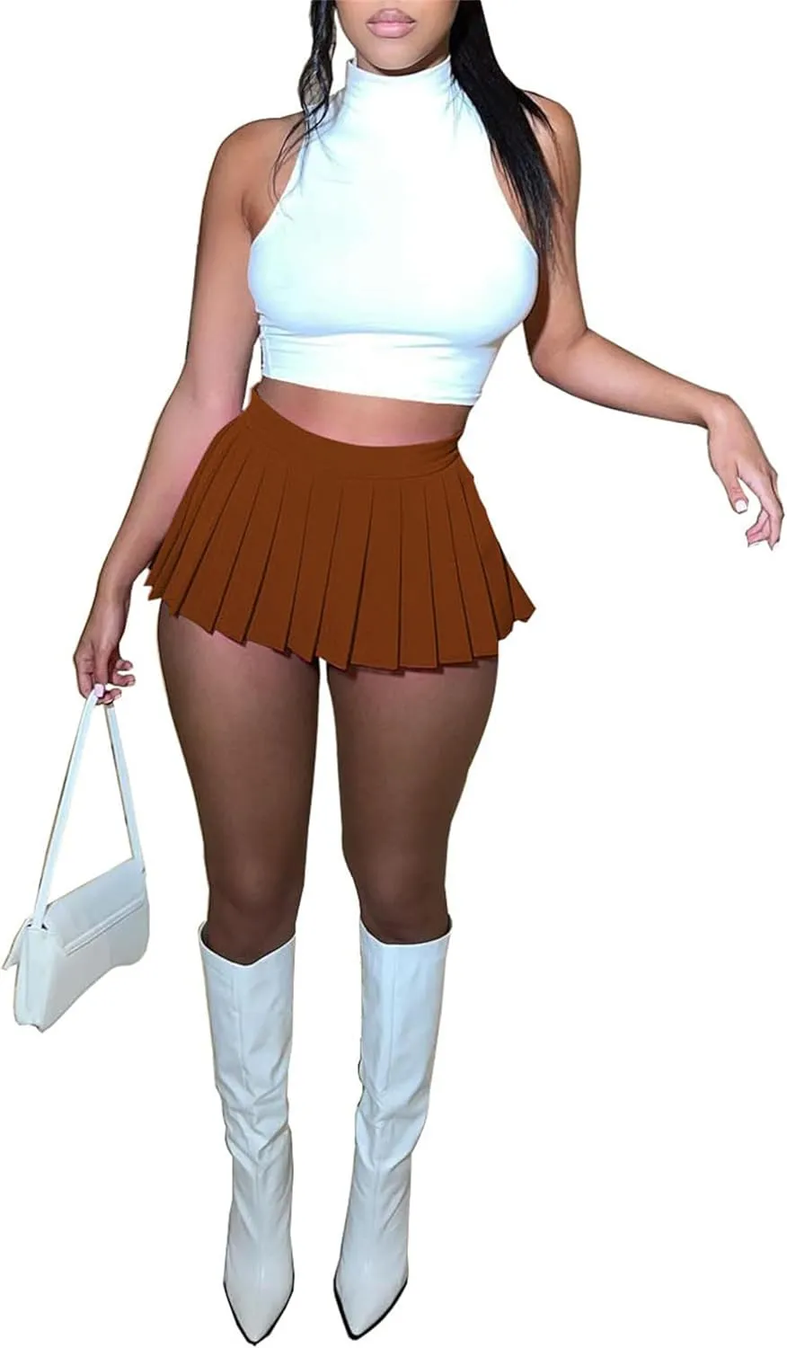 Women's Mini Pleated Skirts Womens Cargo Tennis Skirt Y2k Skater Skirt Girl Sexy A-Line Club School Skirt