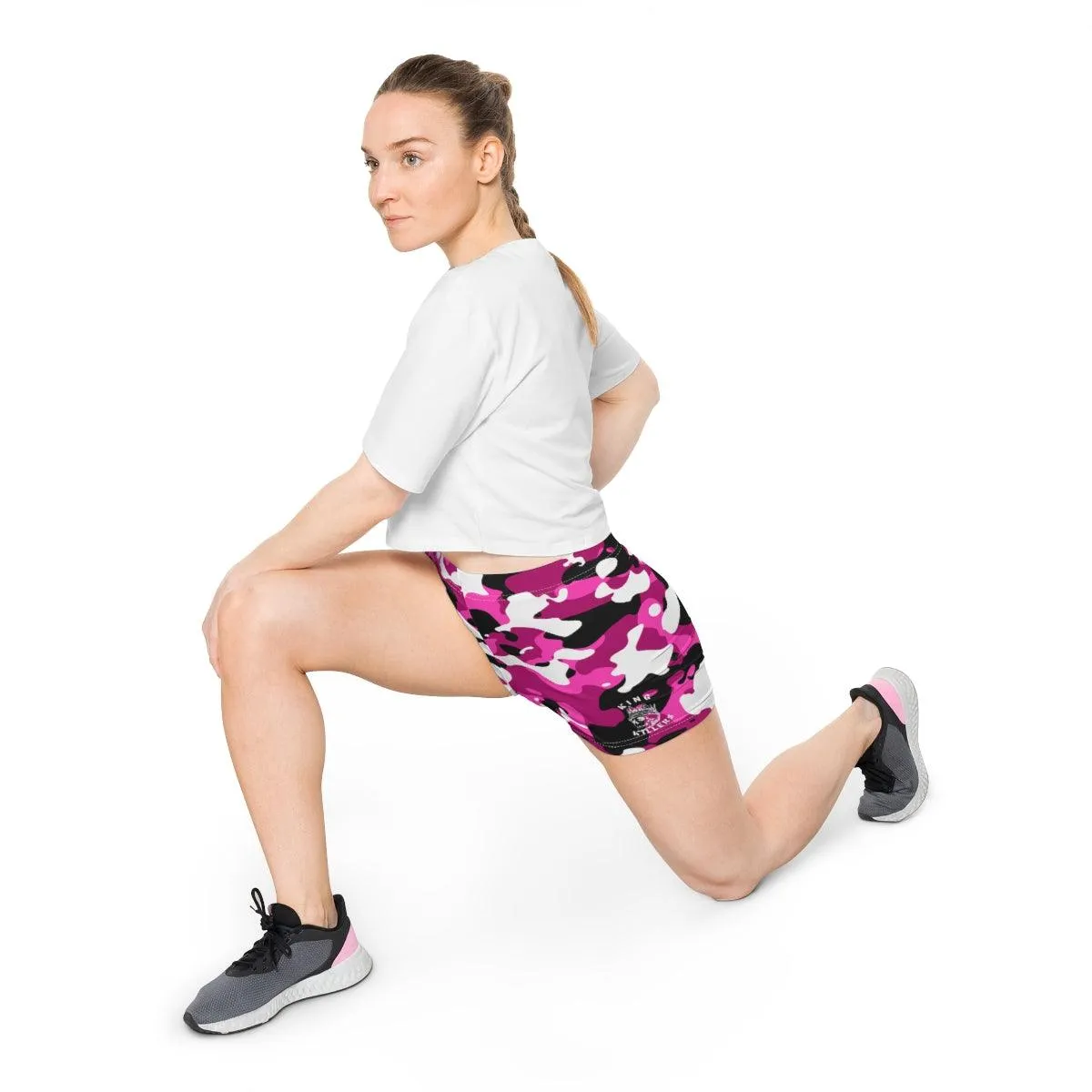 Women's Pink Camo High Waisted Shorts