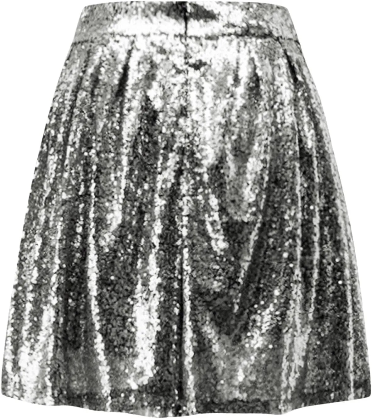 Womens Sequin Skirts Sparkly Knee Length Solid Color Flowy High Waist Sequin Bodycon Sparkly Skirt for Short Skirts