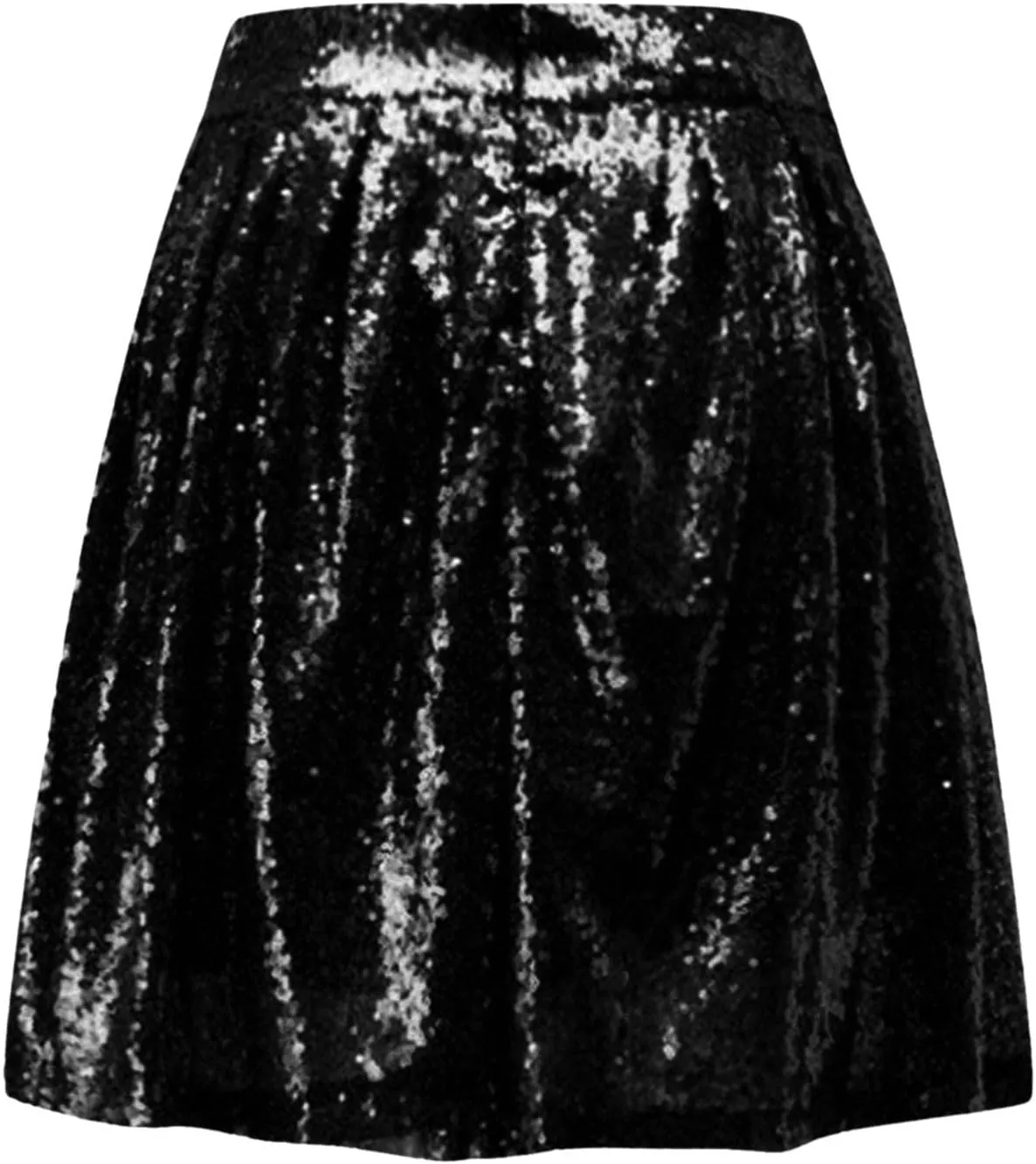 Womens Sequin Skirts Sparkly Knee Length Solid Color Flowy High Waist Sequin Bodycon Sparkly Skirt for Short Skirts